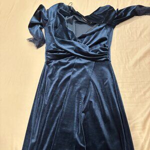 Zara Velvet Dark Blue Wrap Dress